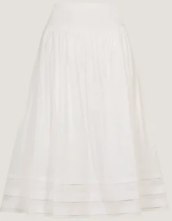 Nicole Cotton Midi Skirt White