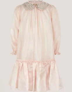 Nicolette Beaded Collar Party Dress Gold