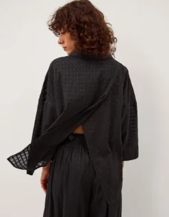 Nora Textured Cotton Shirt Black