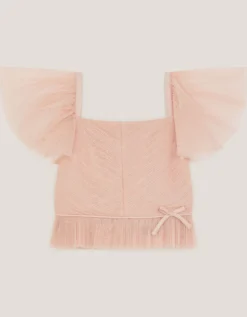 Olene Pleat Tulle Top Pink