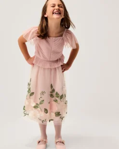 Olene Pleat Tulle Top Pink