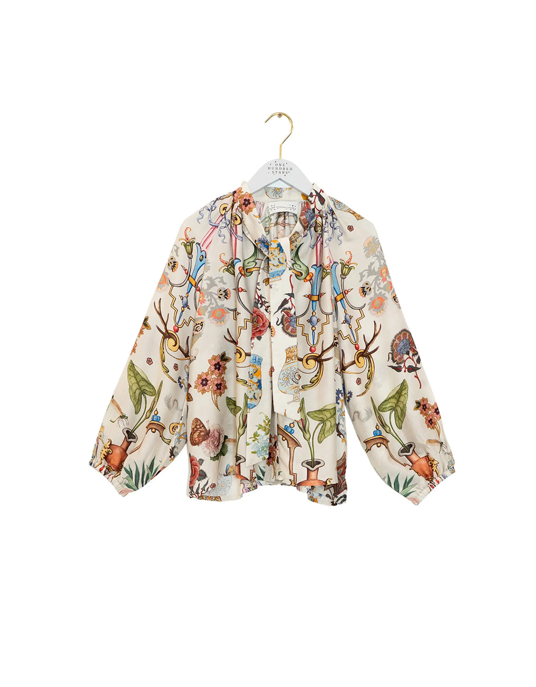 One Hundred Stars Cornucopia Pussybow Blouse Ivory