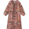 One Hundred Stars Giant Kantha Pussybow Midi Dress