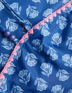 One-Shoulder Block Print Swimsuit Blue