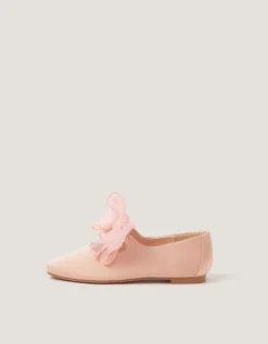 Organza Bow Ballet Flats Pink