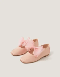 Organza Bow Ballet Flats Pink