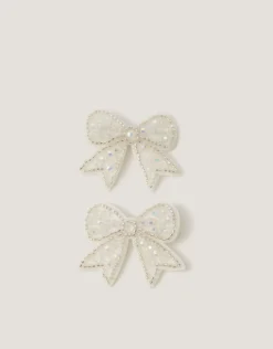 2-Pack Bead Bow Hair Clips