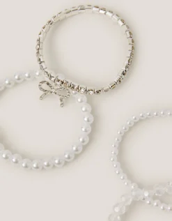 4-Pack Bow Pearl Bracelets Ivory