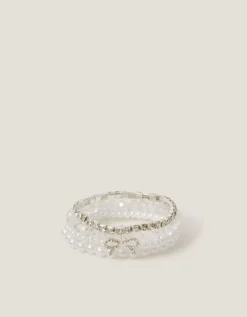 4-Pack Bow Pearl Bracelets Ivory