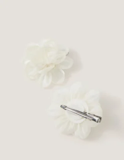 2-Pack Bridesmaid Flower Hair Clips White