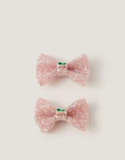 2-Pack Cherry Bow Hair Clips