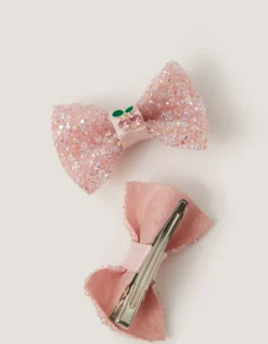 2-Pack Cherry Bow Hair Clips