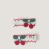 2-Pack Cherry Embroidered Hair Clips