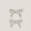2-Pack Diamanté Bow Hair Clips