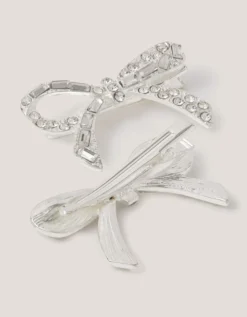 2-Pack Diamanté Bow Hair Clips
