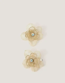 2-Pack Diamanté Flower Hair Clips
