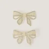 2-Pack Embellished Bow Metal Hair Clips