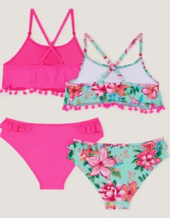 2-Pack Floral & Plain Bikini Sets Multi