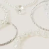 6-Pack Flower Pearl Beaded Bracelets