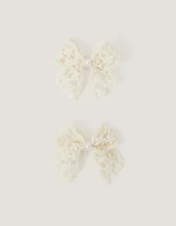 2-Pack Mini Lacy Bow Hair Clips