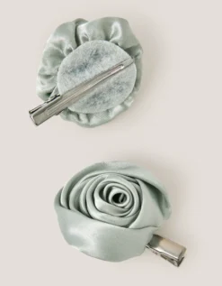 2-Pack Satin Rosette Hair Clips