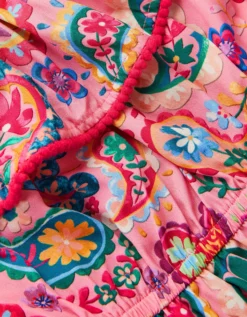 Paisley Print Hanky Hem Dress Pink