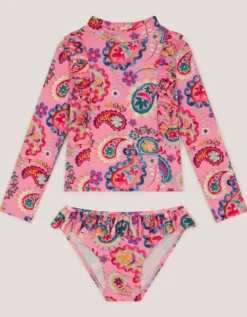 Paisley UPF50+ Rash Vest Swim Set Pink