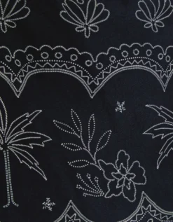 Palm Embroidered Top & Shorts Set Black