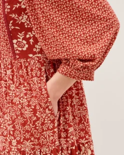 Palmer Floral Jersey Midi Dress Red
