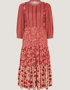 Palmer Floral Jersey Midi Dress Red