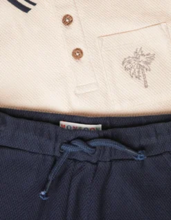 Palm Jersey Polo Shirt & Shorts Set Natural