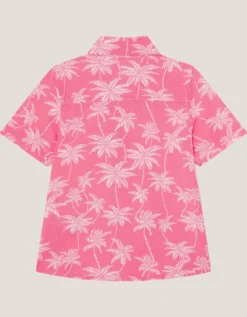 Palm Print Short Sleeve Shirt Pink