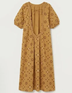 Par & Escala Romance Backless Print Maxi Dress Camel