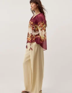 Parrie Balloon Sleeve Floral Blouse Cream