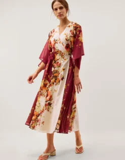 Parrie Floral Midi Wrap Dress Cream