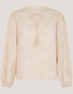 Pascale Floral Appliqué Blouse Ivory