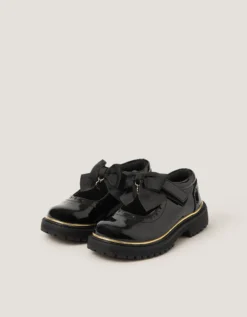 Patent Mary Jane Brogue School Shoes Black