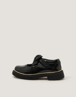 Patent Mary Jane Brogue School Shoes Black