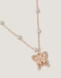 Pearl Butterfly Necklace & Bracelet Set