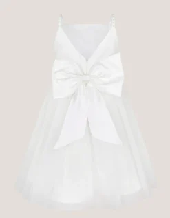Pearl Embellished Bow Dress Ivory