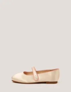 Pearl Strap Satin Ballet Flats Ivory