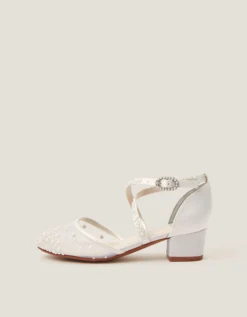 Pearly Criss Cross Heels Ivory