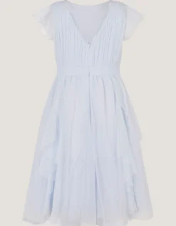 Pennie Embellished Ruffle Party Dress Blue