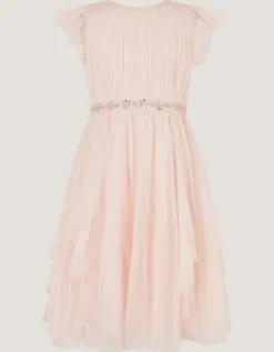 Pennie Embellished Ruffle Party Dress Pink