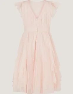Pennie Embellished Ruffle Party Dress Pink