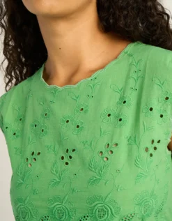 Petite Mendigote Tifaine Broderie Cropped Top Green
