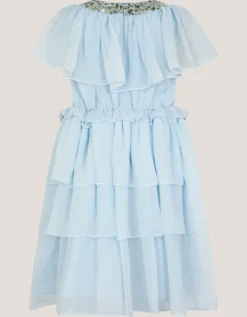 Phoebe Ruffle Tiered Party Dress Blue