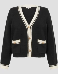 Pia Contrast Trim Cardigan Black