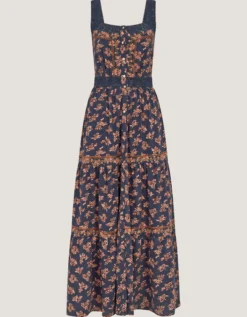 Polly Print Jersey Midi Dress Blue
