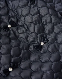 Quilted Embellished Bow Skirt Blue